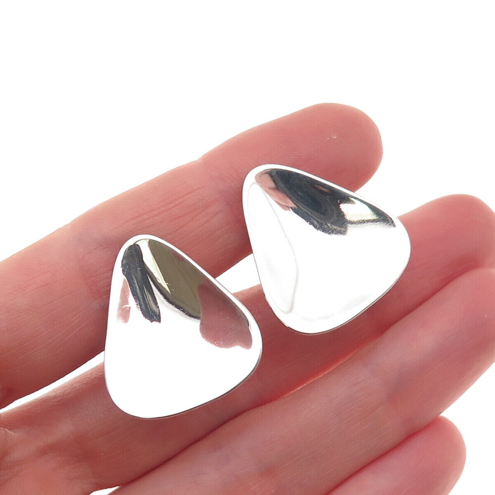 ORB Otto Robert Bade 925 Sterling Silver Vintage Modernist Screw Back Earrings